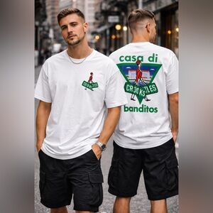 EUC Crooks & Castles Graphic Mens M Casa Di Banditos Short Sleeve White Tee